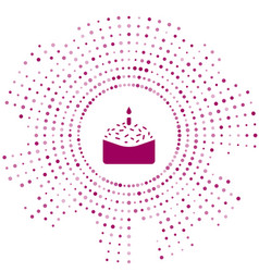 Purple Easter Cake And Candle Icon Isolated