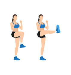 Woman Doing Front Kick Exercise Flat