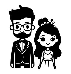 Cute Cartoon Wedding Couple Bride And Groom