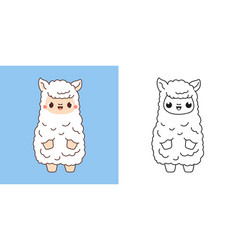 Kawaii Alpaca For Coloring Page