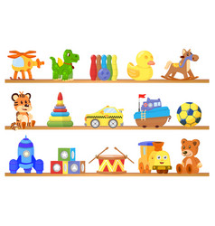 Toys On Shelves Toy Store Background Boat Truck