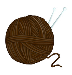 Brown Knitting Yarn Ball Isolated Clipart