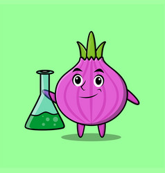 Cute Cartoon Character Onion As Scientist