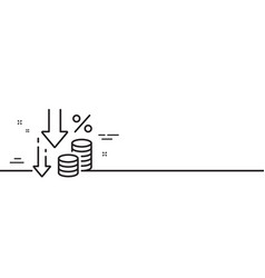 Deflation Line Icon Money Tax Rate Sign