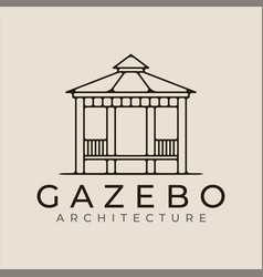 Gazebo Line Art Logo Template Design