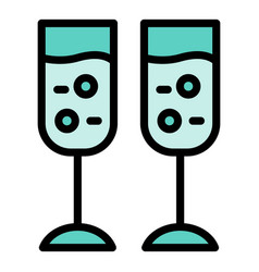 Champagne Glasses Icon Flat