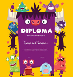 Kids Diploma Cartoon Funny Monster Creatures