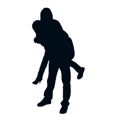 Man Wearing Woman On Back Silhouette