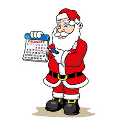 Santa Claus Holding A Calendar Marking How Many