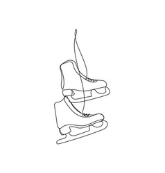 Skates Are Tied With Laces One Line Art