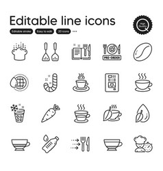 Set Of Food And Drink Outline Icons Contains