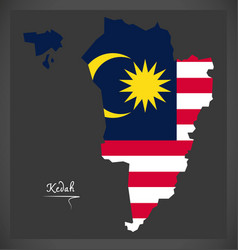 Kedah Malaysia Map With Malaysian National Flag