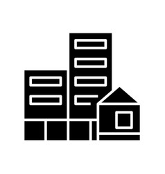 Office Buldings Black Icon Concept