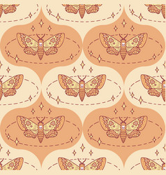 Hawk Moth Butterfly Magic Linear Seamless Pattern