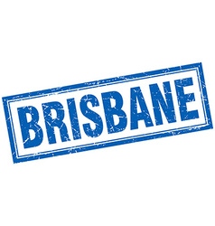 Brisbane Blue Square Grunge Stamp On White