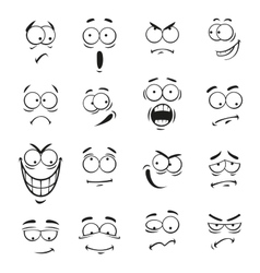 Cartoon faces with expressions emotion set Vector Image