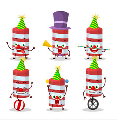 Cartoon Character Of Red Firecracker With Various