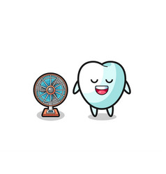 Cute Tooth Is Standing In Front Of The Fan