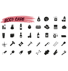 Flat Line Icons Set Of Personal Care Products