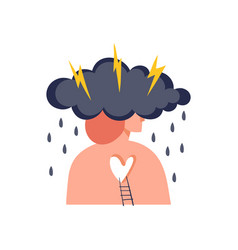 Person With Head In A Cloud With Lightning Icon