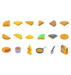 Quesadilla Icons Set Isometric Food