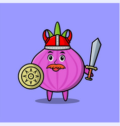 Cute Cartoon Onion Viking Pirate Holding Sword