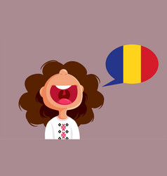 Happy Girl Speaking Romanian Cartoon