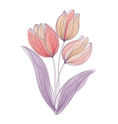 Image Of Three Abstract Watercolor Tulips