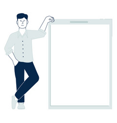 Man Standing With Blank Whiteboard Empty Banner