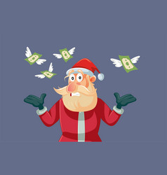 Poor Santa Claus Looking At Money Flying Cartoon