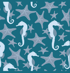 Seamless Nautical Pattern With Starfish