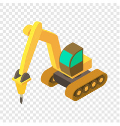 Yellow Excavator Hammer Icon Isometric 3d Style