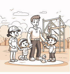 Children Playing In The Park Cartoon Of Happy