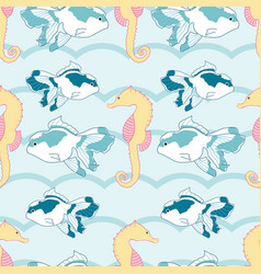 Seamless Seahorse And Fish Pattern