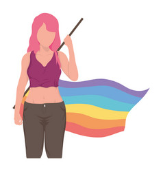 Woman Waving Lgbtq Flag