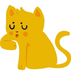 Yellow Cat Licking Paw