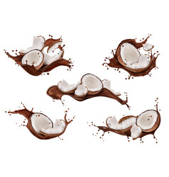 Realistic Chocolate Milk Drink Splash With Coconut