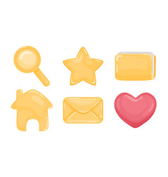 3d Realistic Icon Set Bell Heart Star