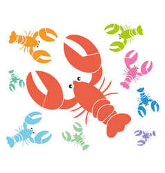 Colored Lobster Flat Seamless Pattern