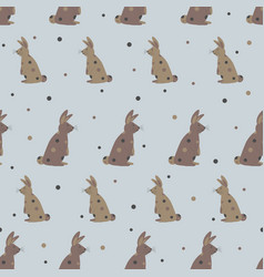 Seamless Pattern Of Cute Spotted Brown Bunnies