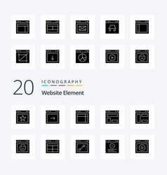 20 Website Element Solid Glyph Icon Pack Like