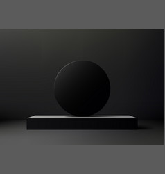 3d Black Podium With Sphere Mockup On Dark