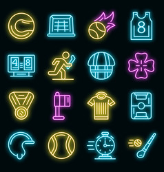 Hurling Icons Set Neon