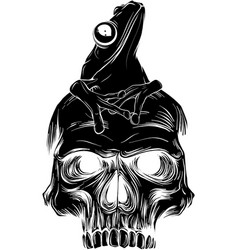 Black Silhouette Of Skull With Frog