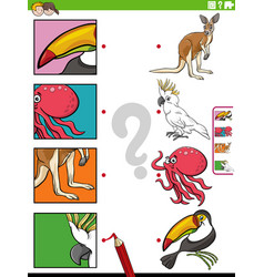 Match Cartoon Animals And Clippings Educational