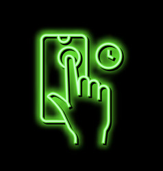 Press And Holding Phone Display Neon Glow Icon