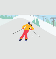 Ski Slalom Winter Sports Young Woman Wearing