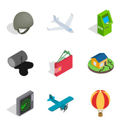 Feat Icons Set Isometric Style