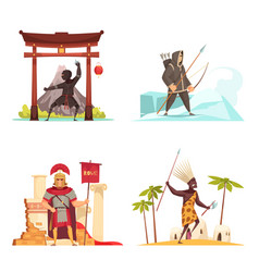 Ancient Warriors Concept Icons Set