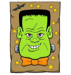 Cartoon Frankenstein Face On Paper Bag